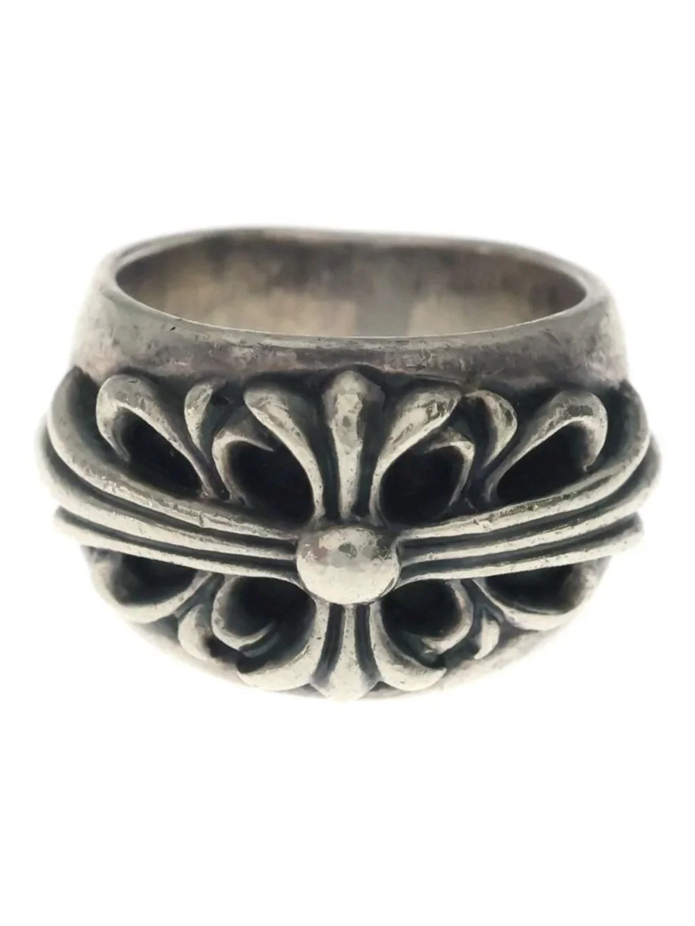 Chrome Hearts Flrl Crs Floral Cross Ring Silver
